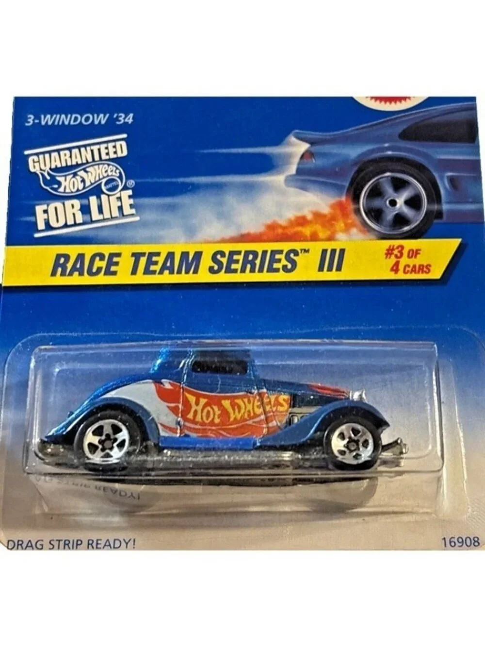 Vintage Die Cast Hot Wheels 3-Window 34 Car Race Team Series III 3/4 Cars 1996